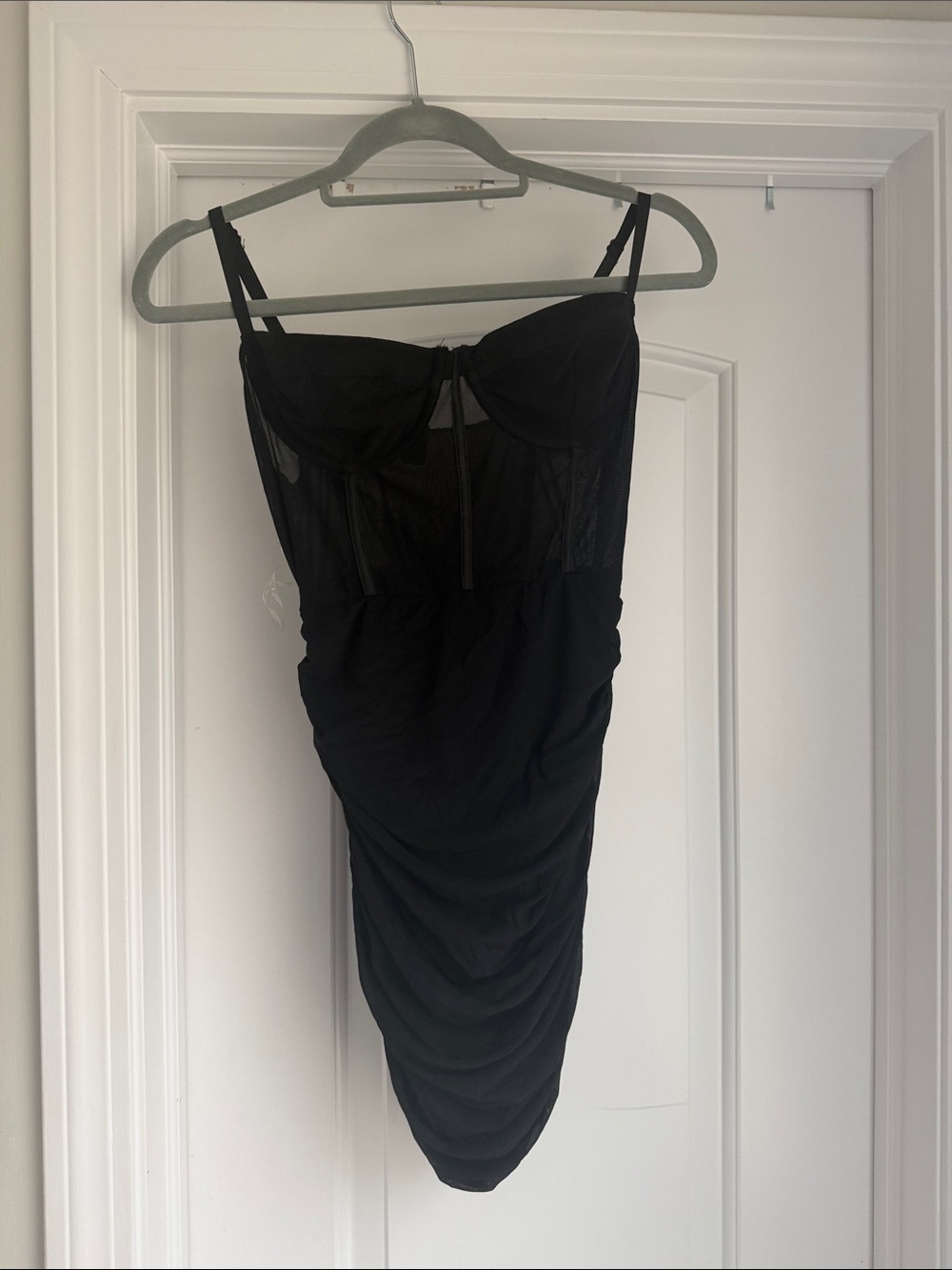 Windsor Black Ruched Mini Dress with Bustier Top